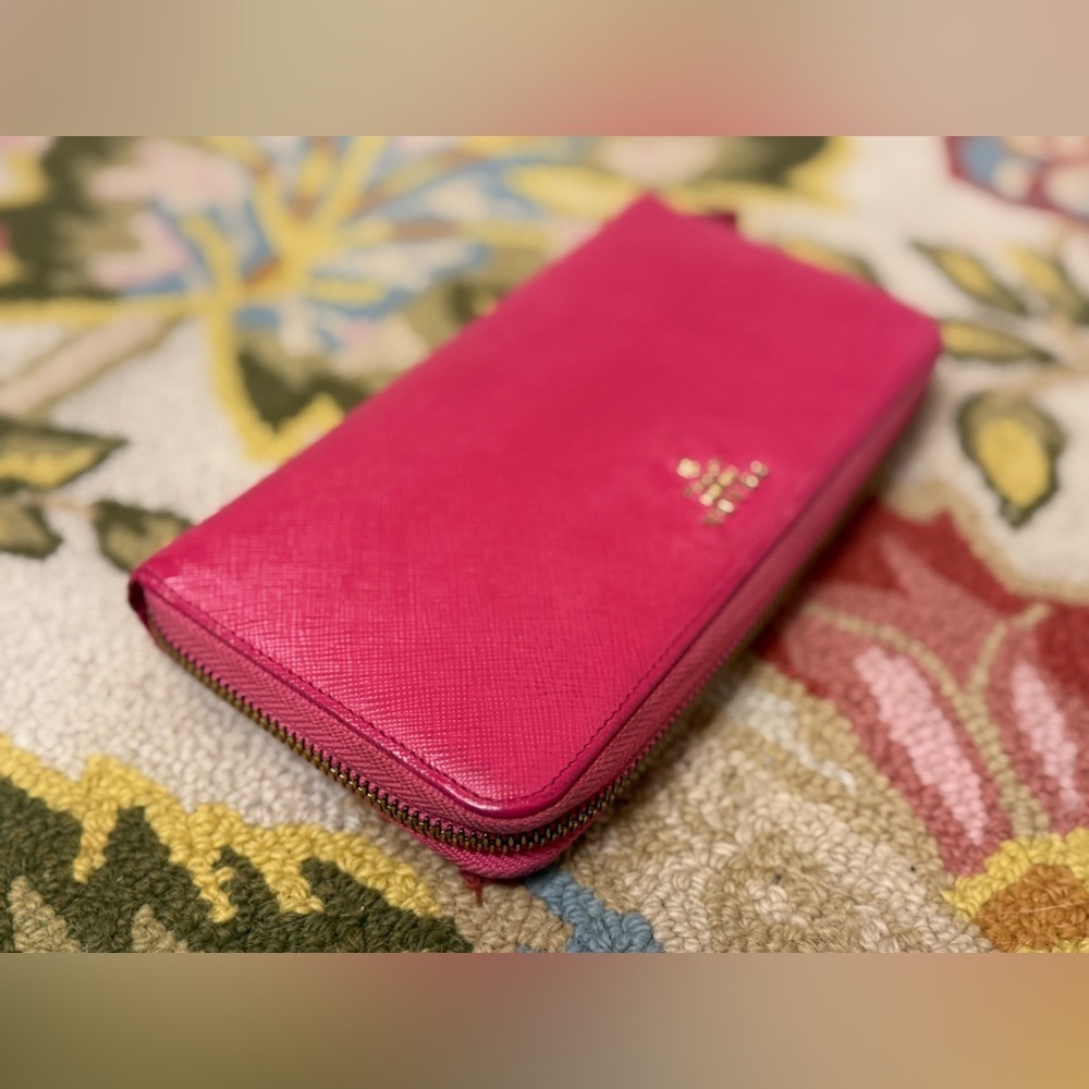 PRADA Saffiano Lux Leather Barbie Peonia Pink Continental Zip-Around Wallet - Picture 7 of 16